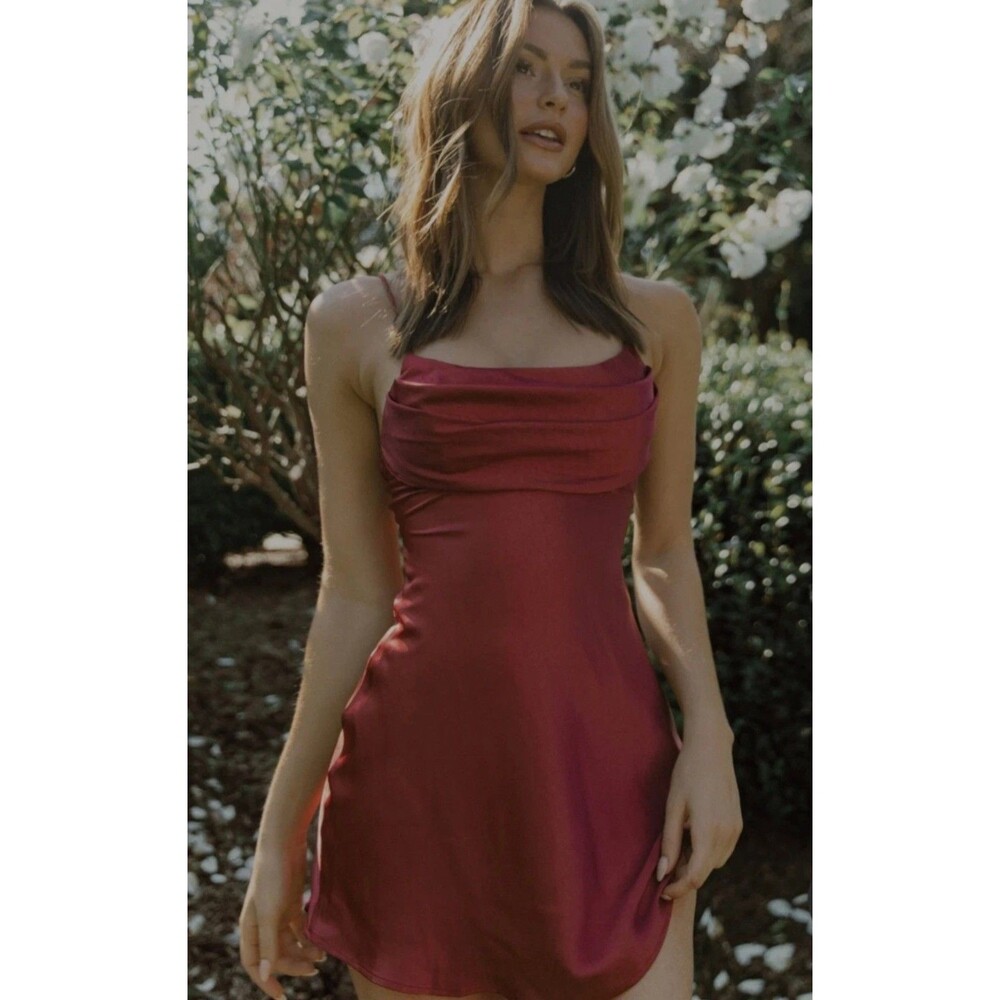 SELFIE LESLIE Well Versed Pleated Mini Dress Sz XL Wine NWT